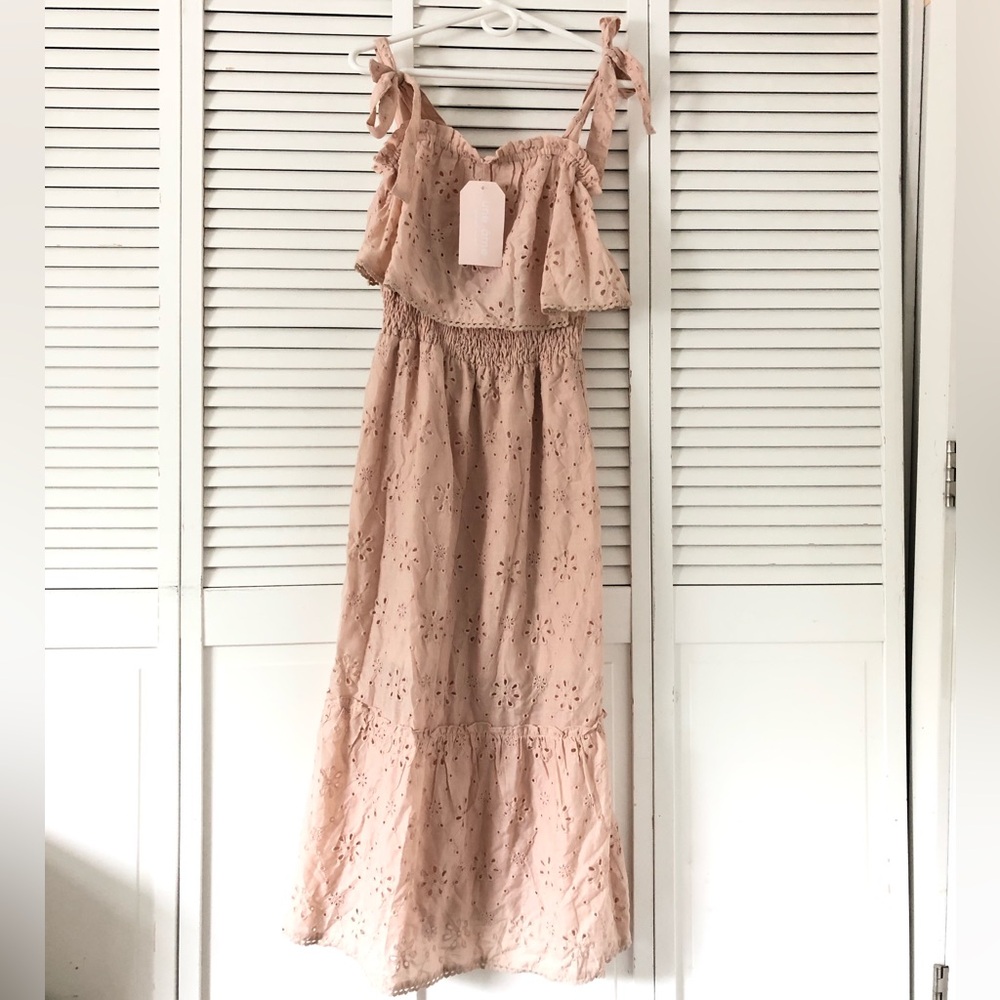 Chic Pink Maxi Dress with Ruffle Accents